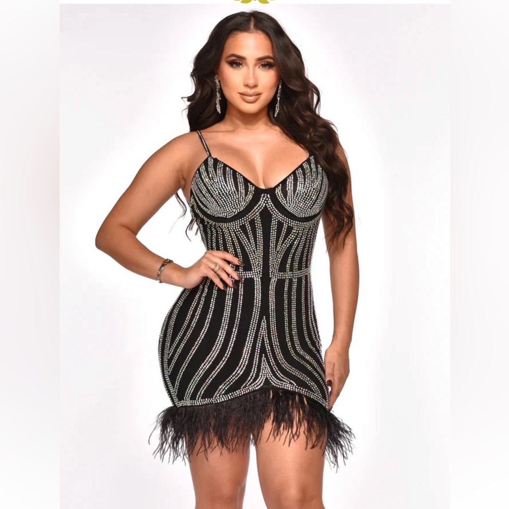 Sequin Birthday Dress with Feathers